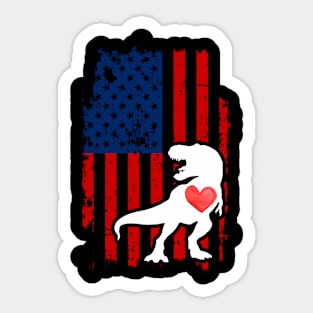T-Rex Merica Usa American Flag Sticker